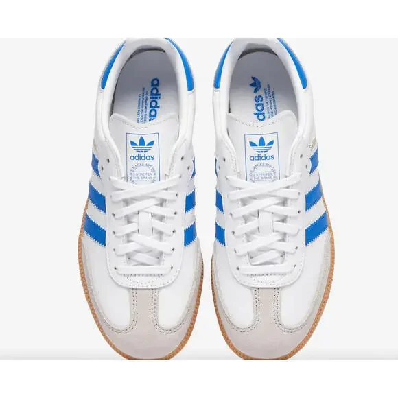 Adidas Samba OGWhite / Blue / Gum 3 JP5482 Size 6 Big Kids Fits Women size 7.5